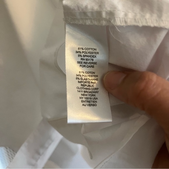 Tahari Puffed Sleeve Button Down Collared Shirt Size Medium White Cotton Blend - Picture 8 of 14